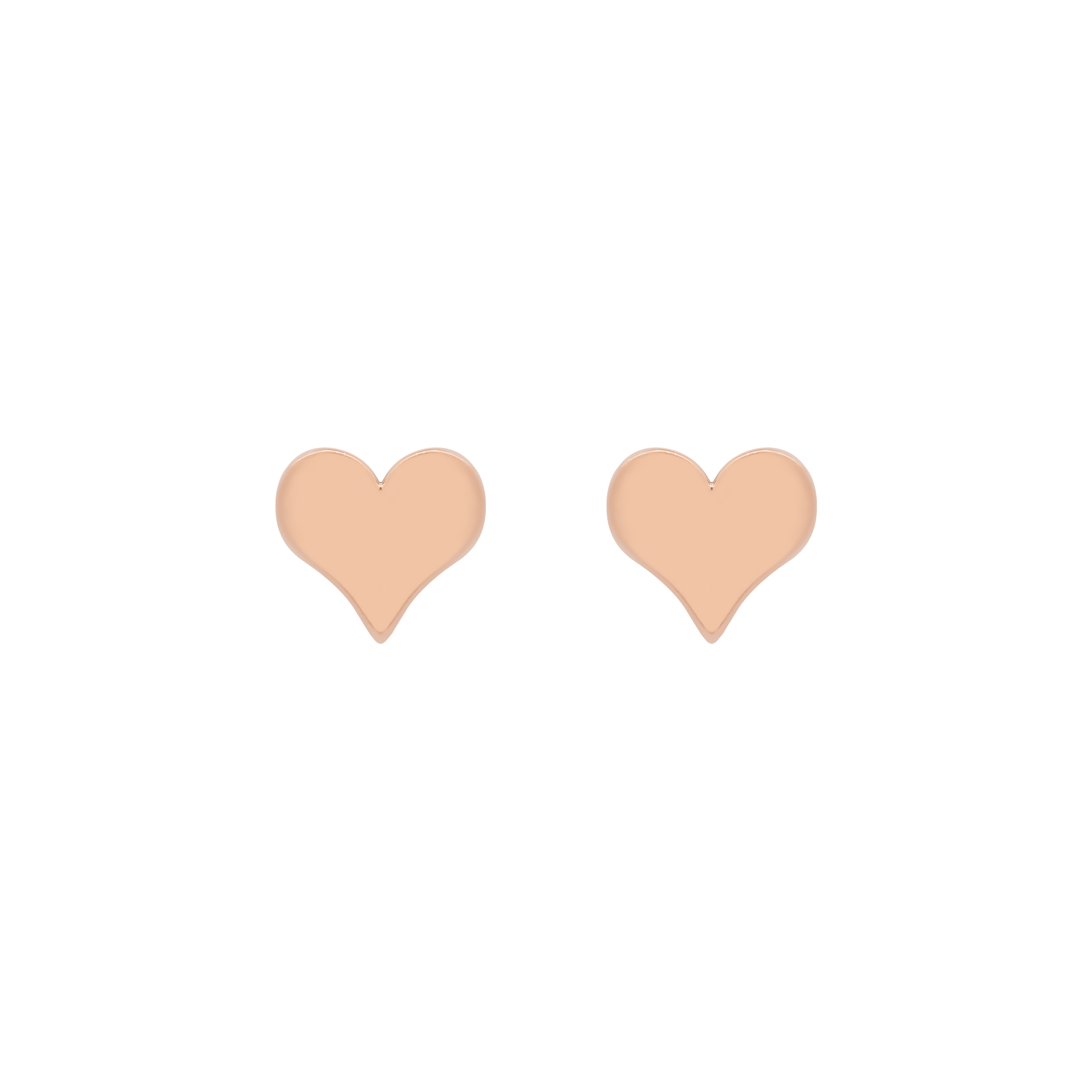 Solid Love Heart Earring Studs 2 - Rose Gold