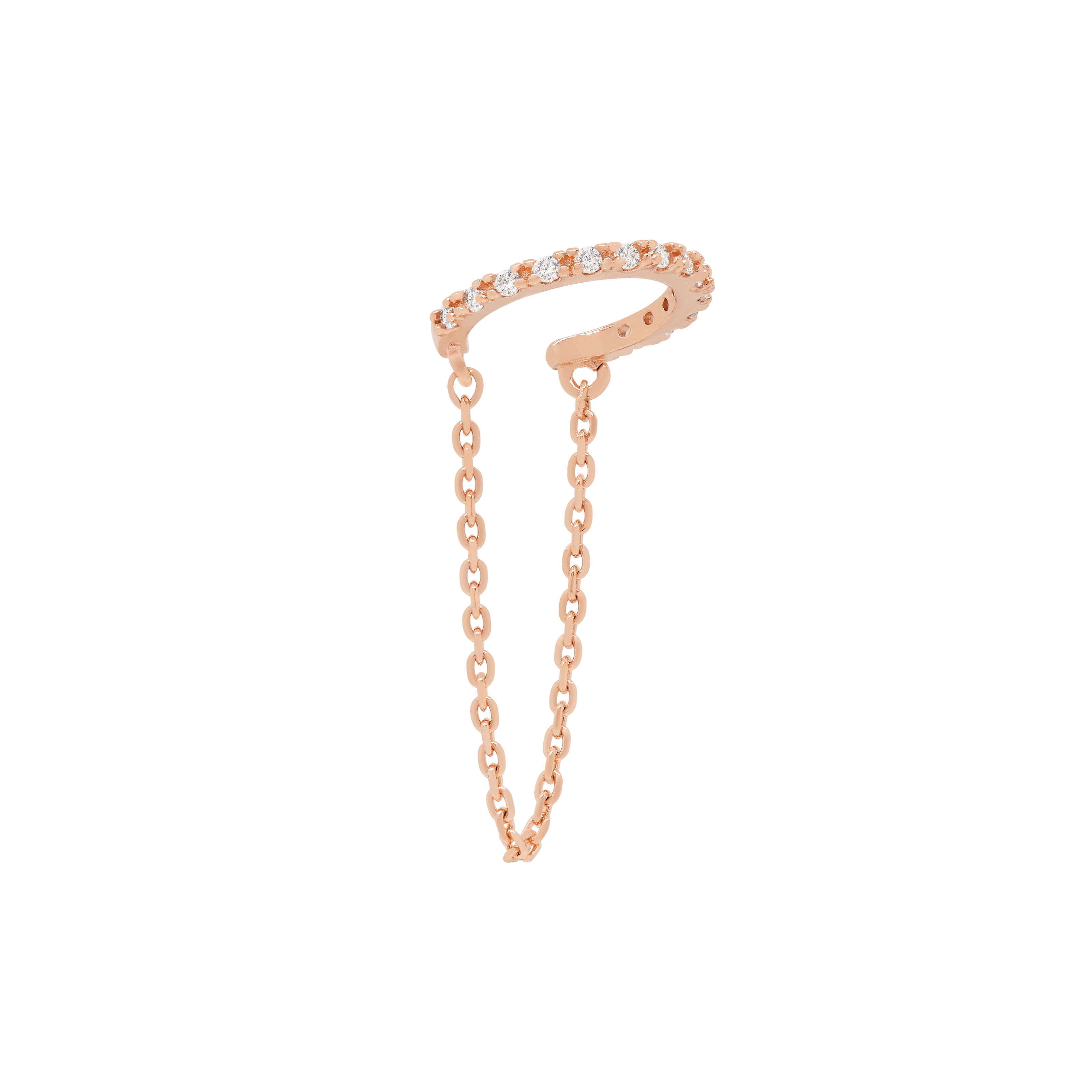 Veronica Gemstone & Chain Ear Cuff - Rose Gold