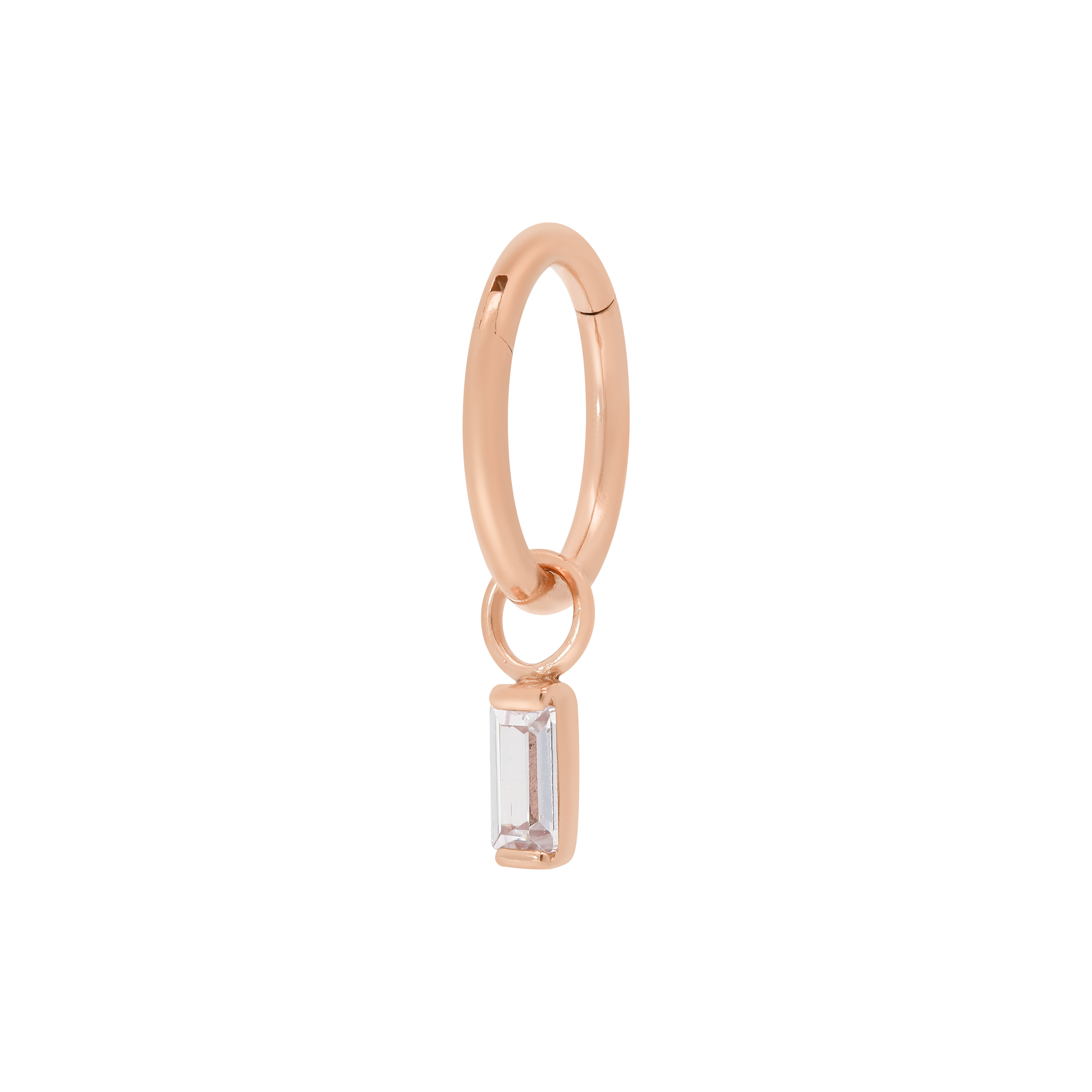 Bliss Baguette Gem Helix & Cartilage Hoop Ear Piercing - Rose Gold