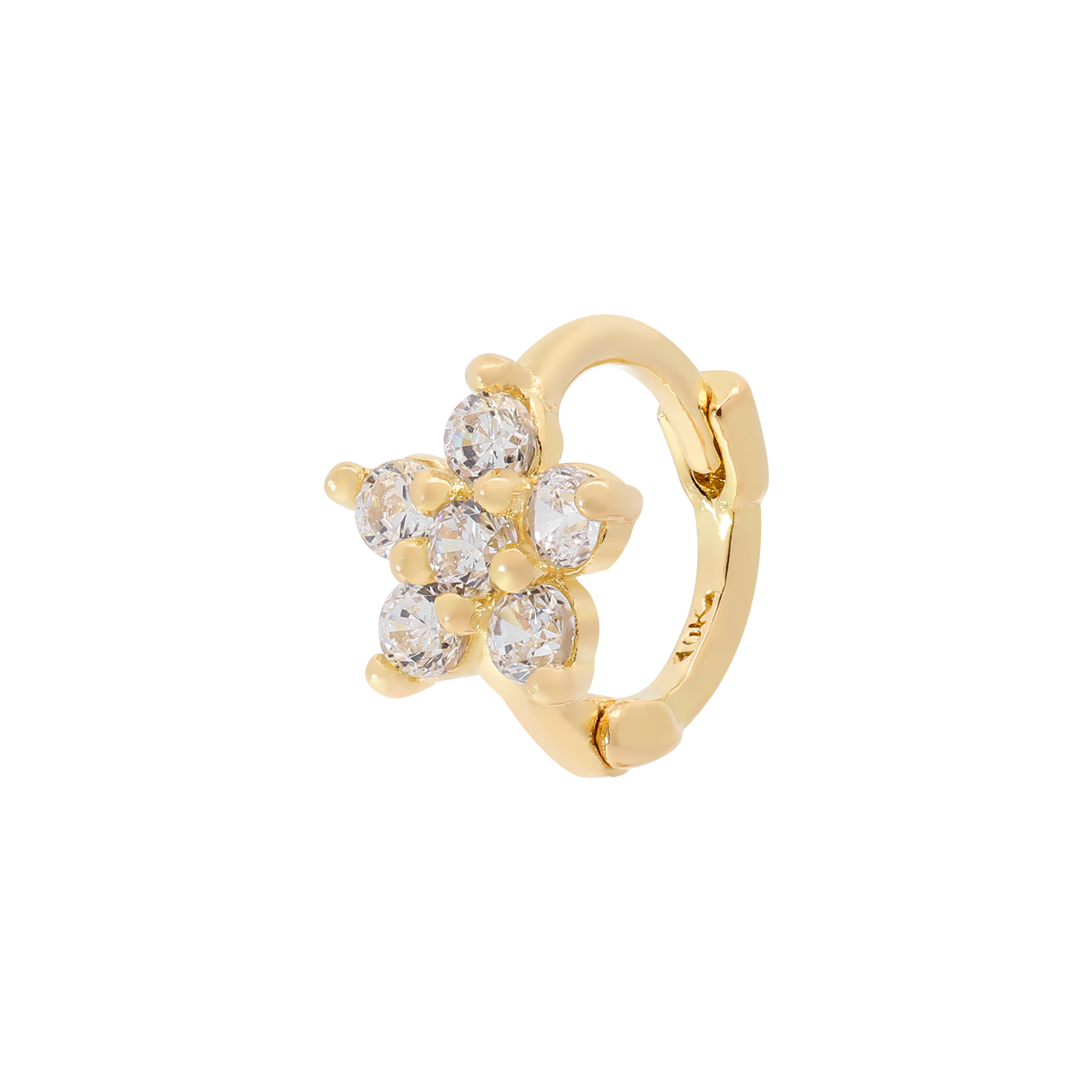 Daisy Gemstone Tragus Helix & Cartilage Hoop Piercing - 14K Solid Gold