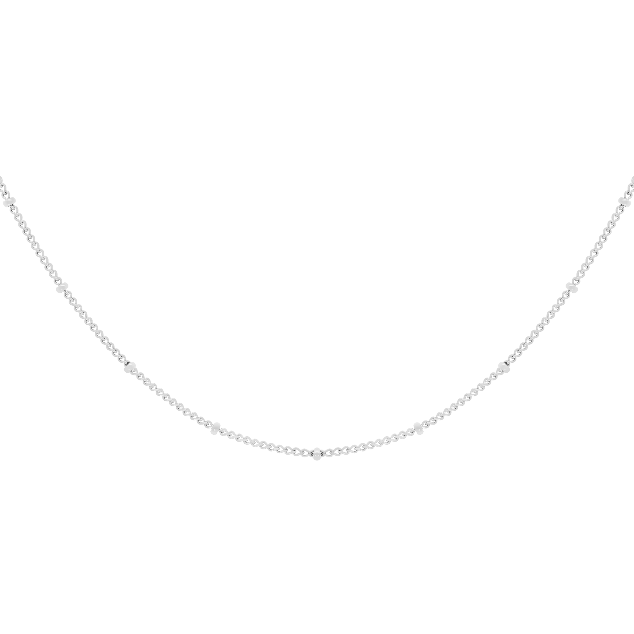 Array Fine Beaded Chain Necklace - Silver