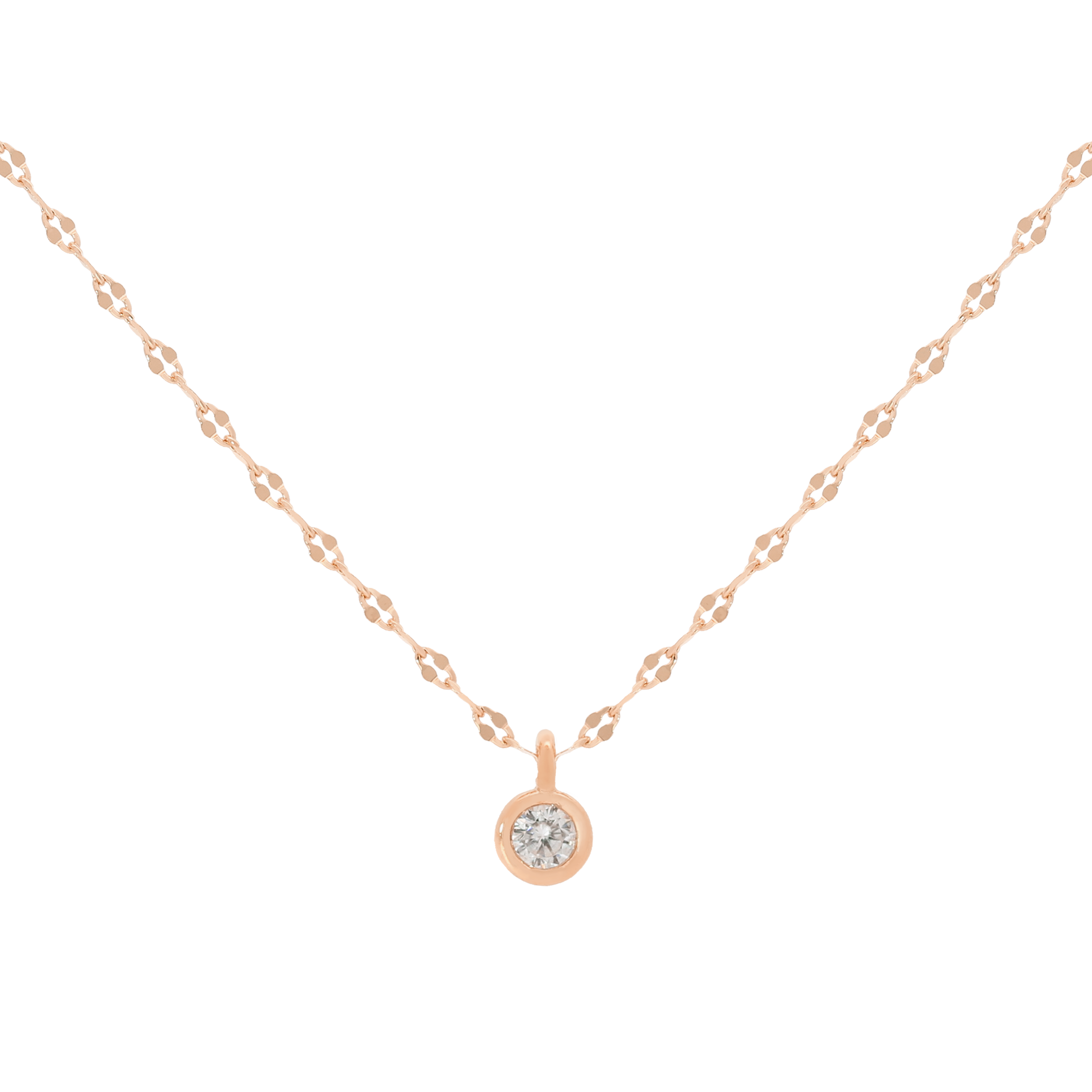 Lilius Gemstone Pendant Fine Chain Necklace - Rose Gold