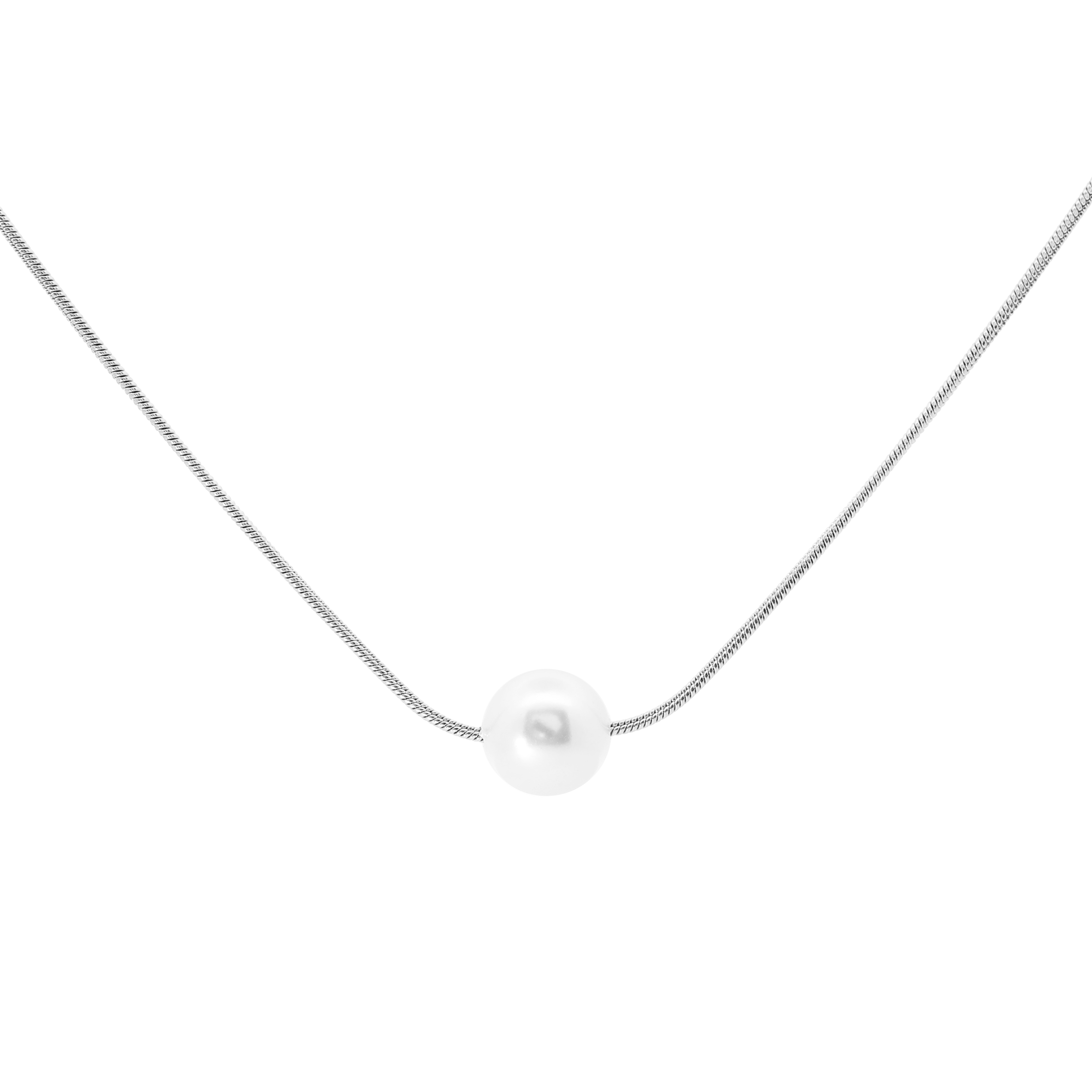 Lola Round Pearl Necklace - Silver