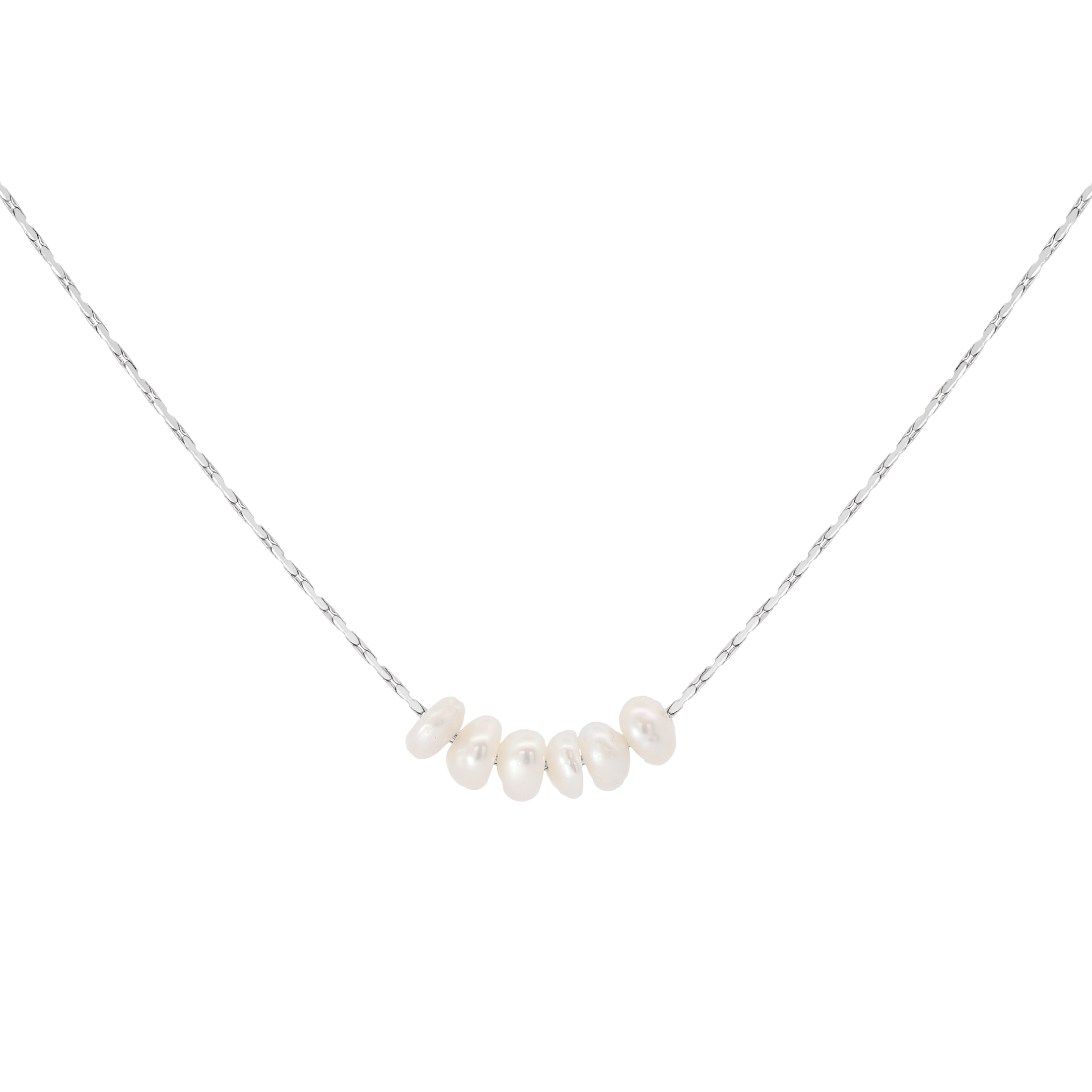 Lulu Mini Pearls Necklace - Silver