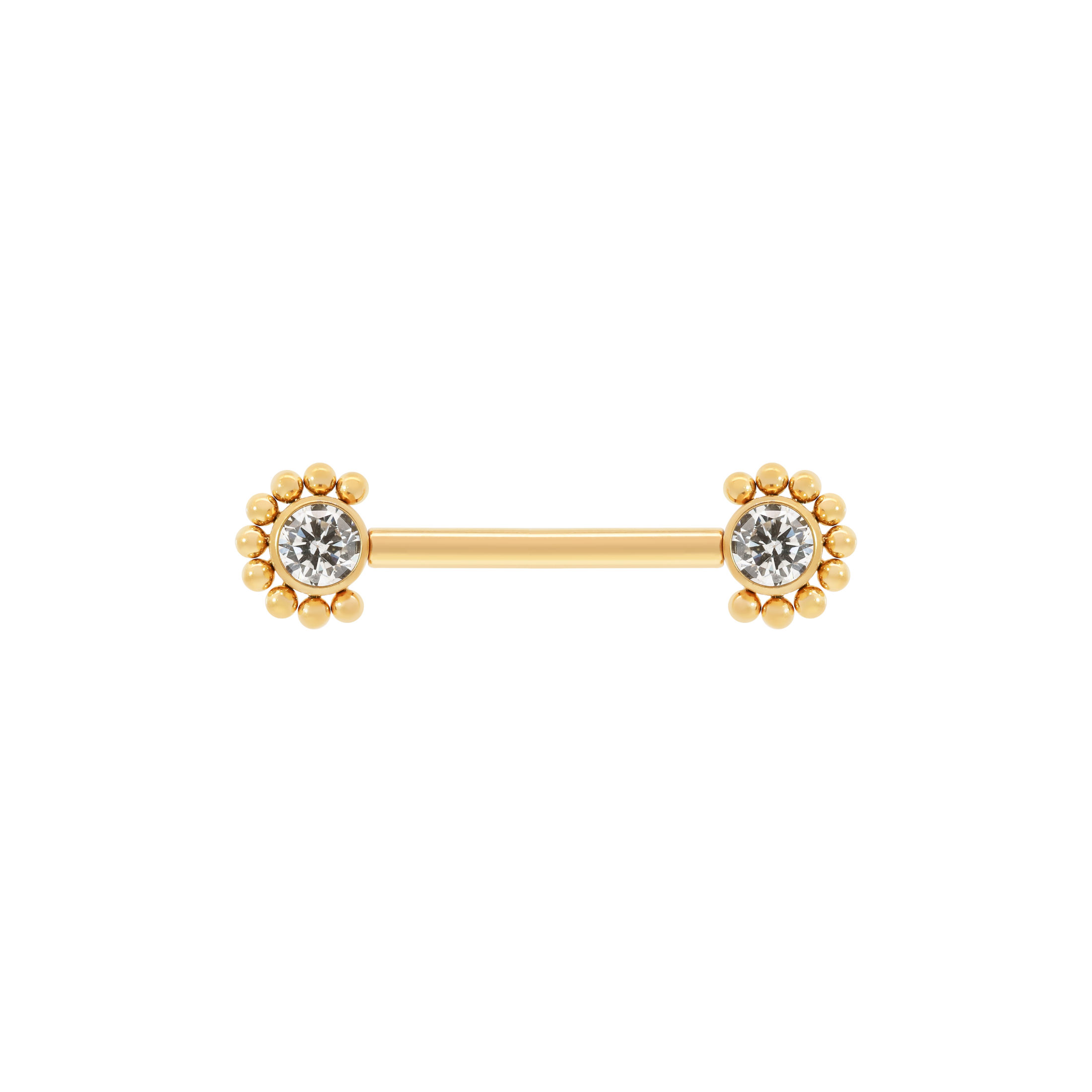 Aria Beaded Gemstone Nipple Bar Piercing - Gold