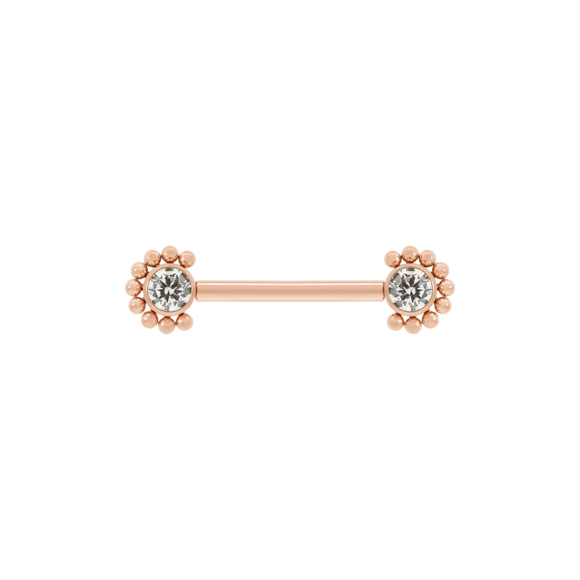 Aria Beaded Gemstone Nipple Bar Piercing - Rose Gold