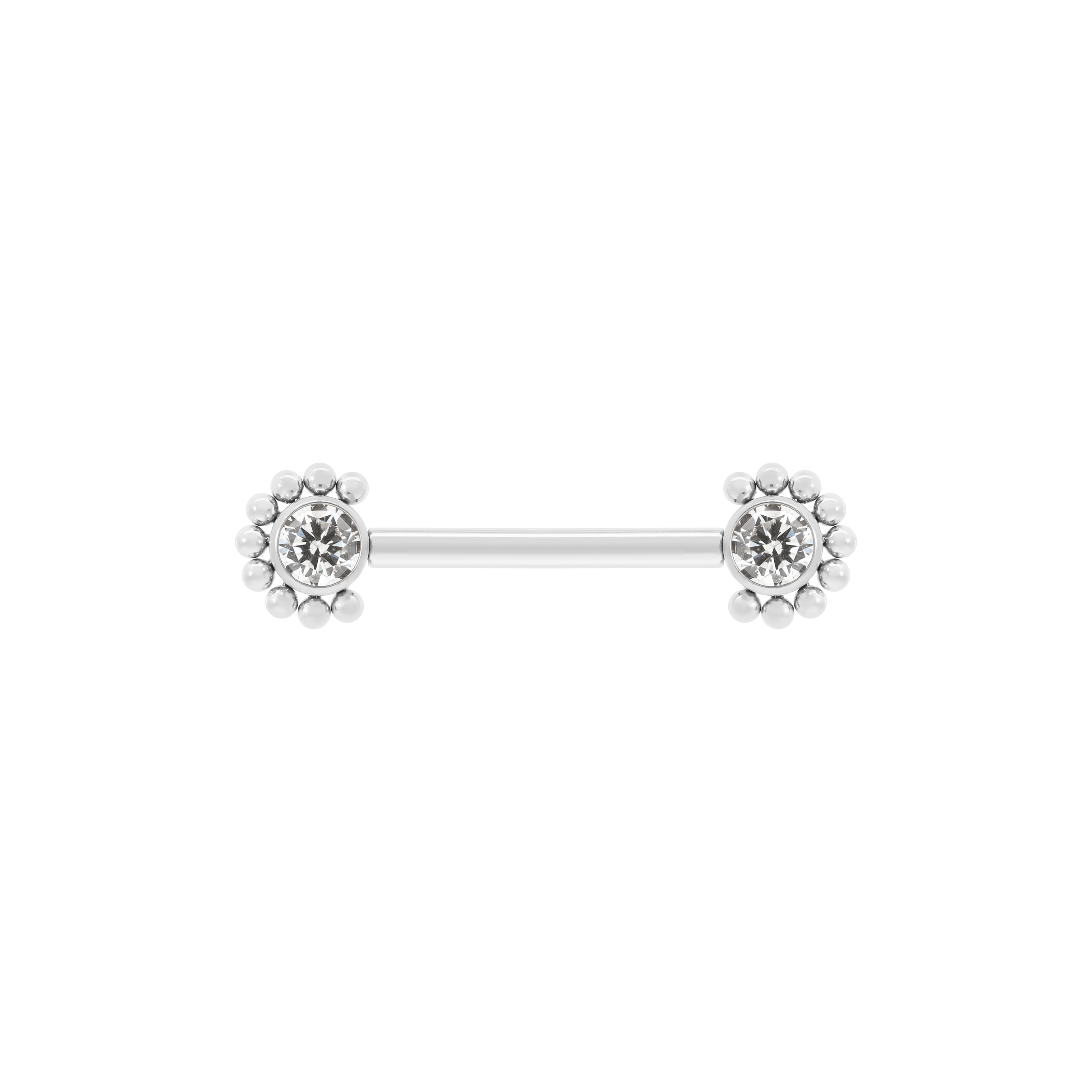 Aria Beaded Gemstone Nipple Bar Piercing - Titanium