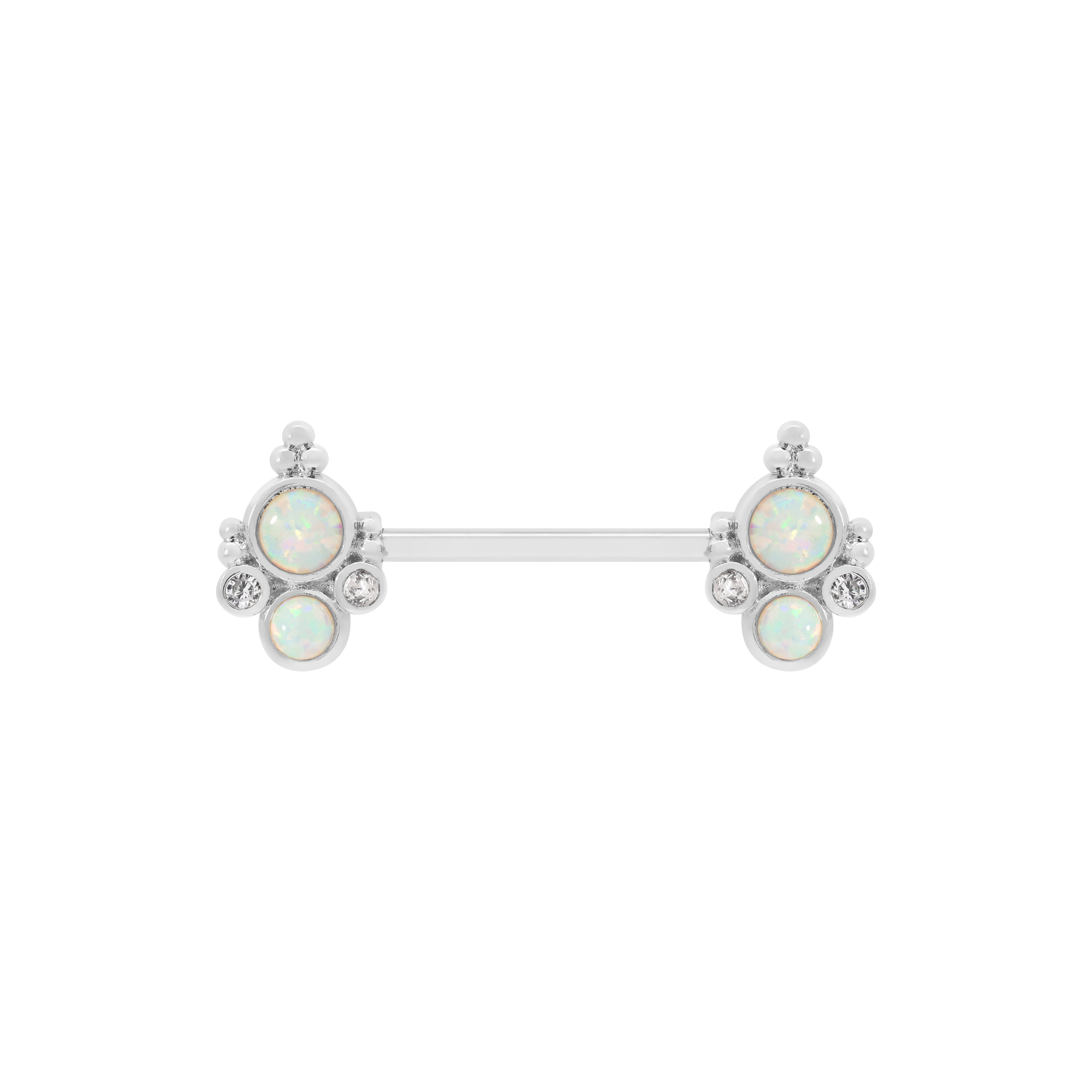 Oasis Opal & Gemstone Nipple Bar Piercing - Silver