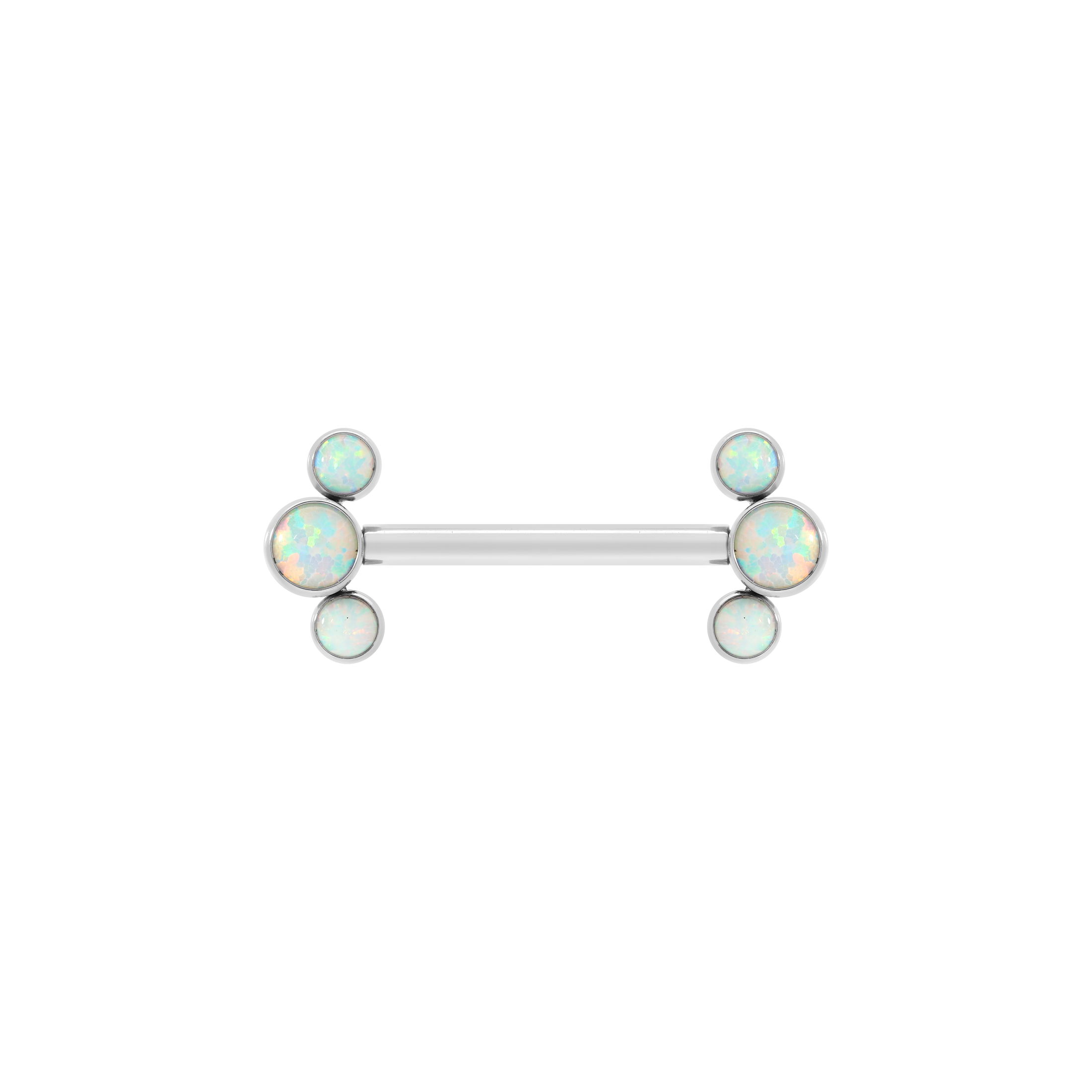 Triple Opal Nipple Bar Piercing - Titanium