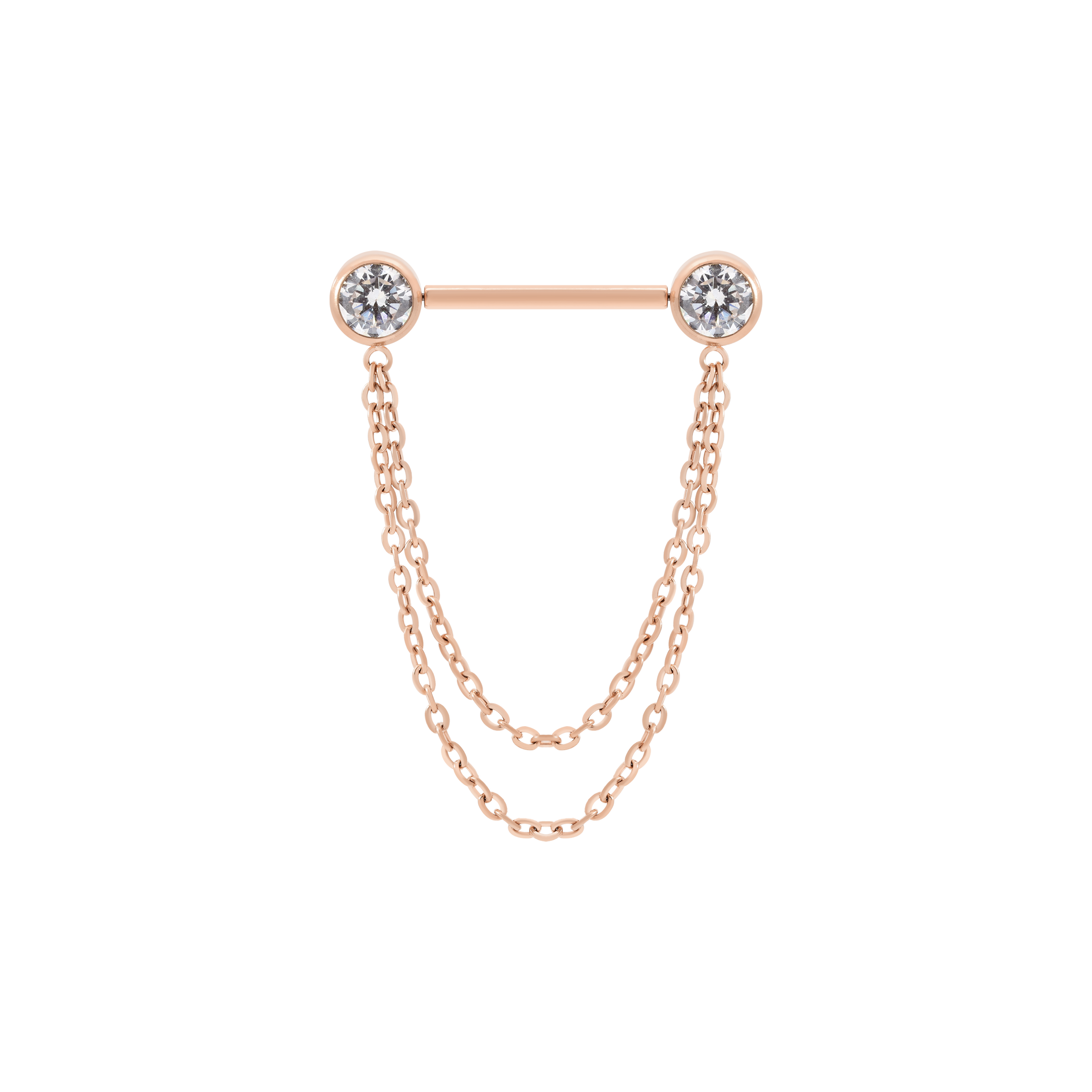 Vanity Double Chain Dangle Nipple Bar Piercing - Rose Gold