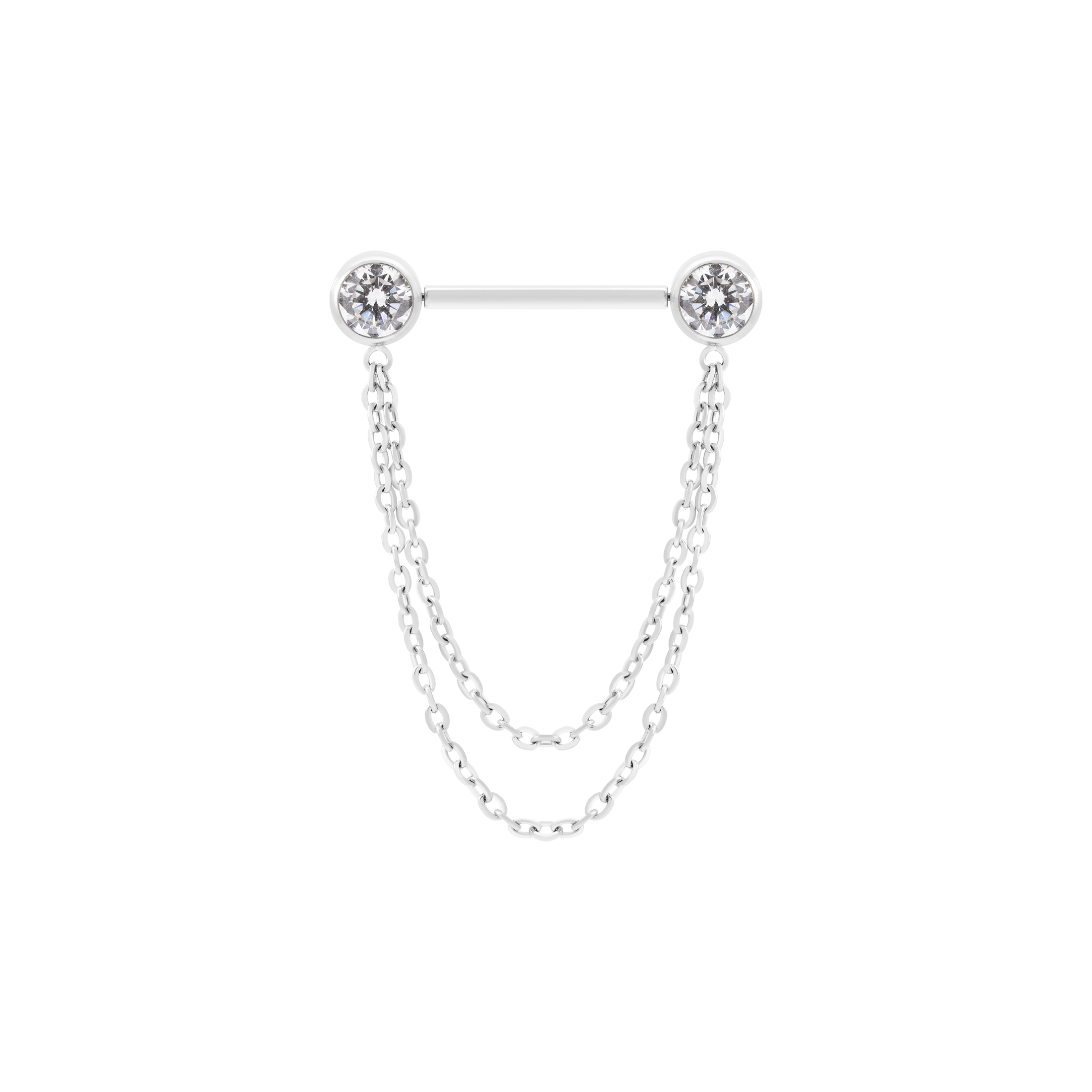 Vanity Double Chain Dangle Nipple Bar Piercing - Titanium
