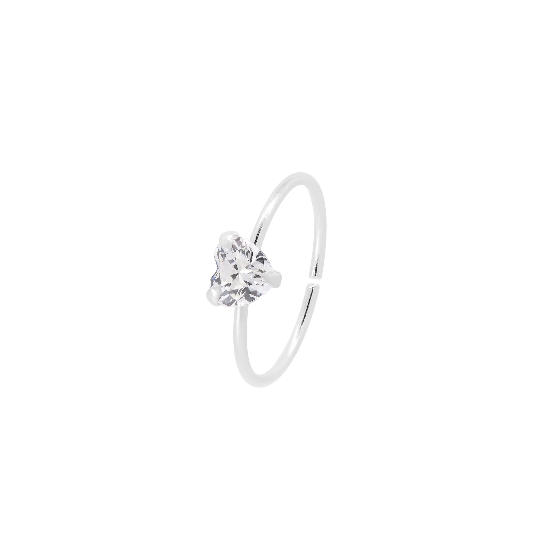 Purity Heart Nose Ring Sterling Silver & 18K Plating - Crystal/Silver