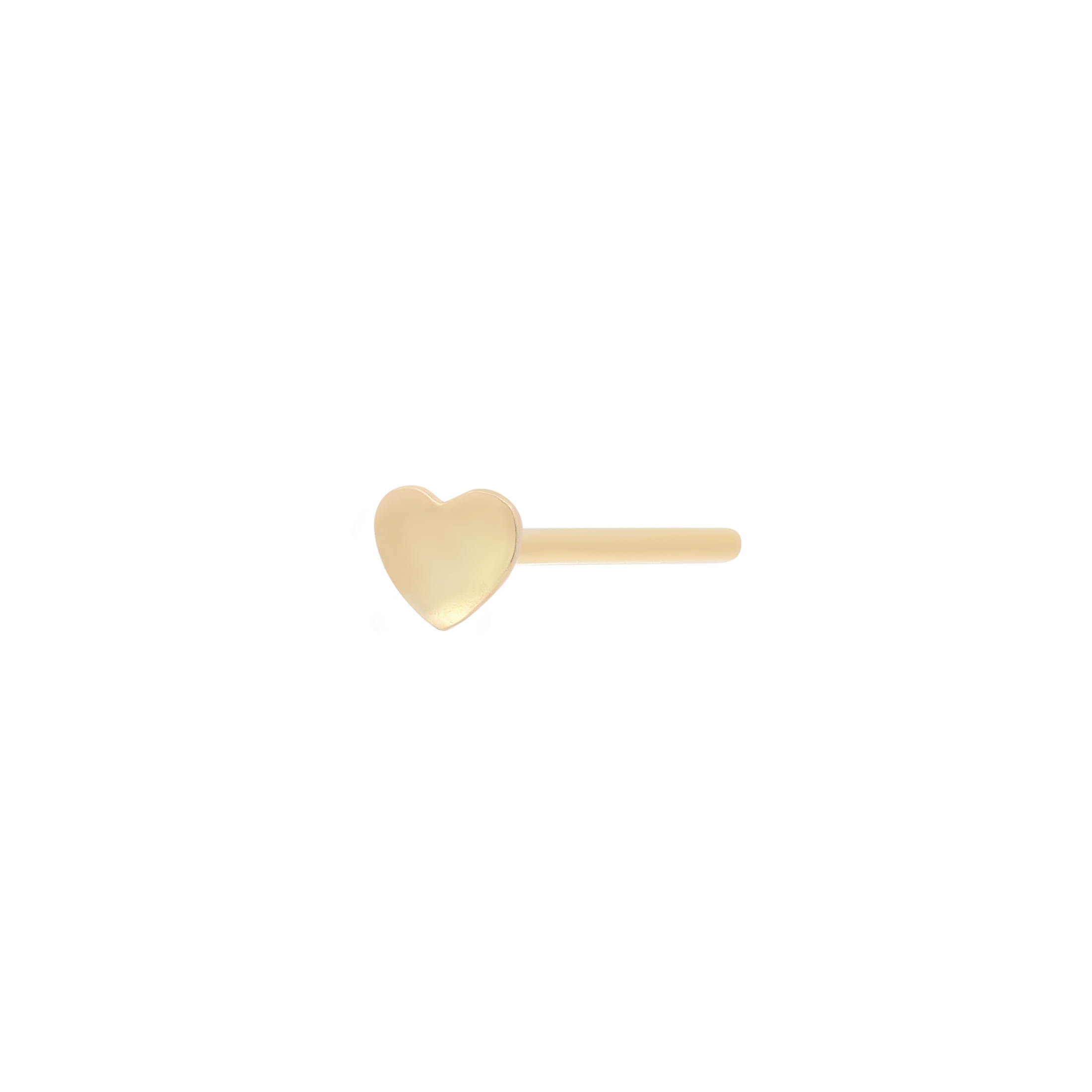 Puffy Heart Nose Stud Piercing - 14K Solid Gold