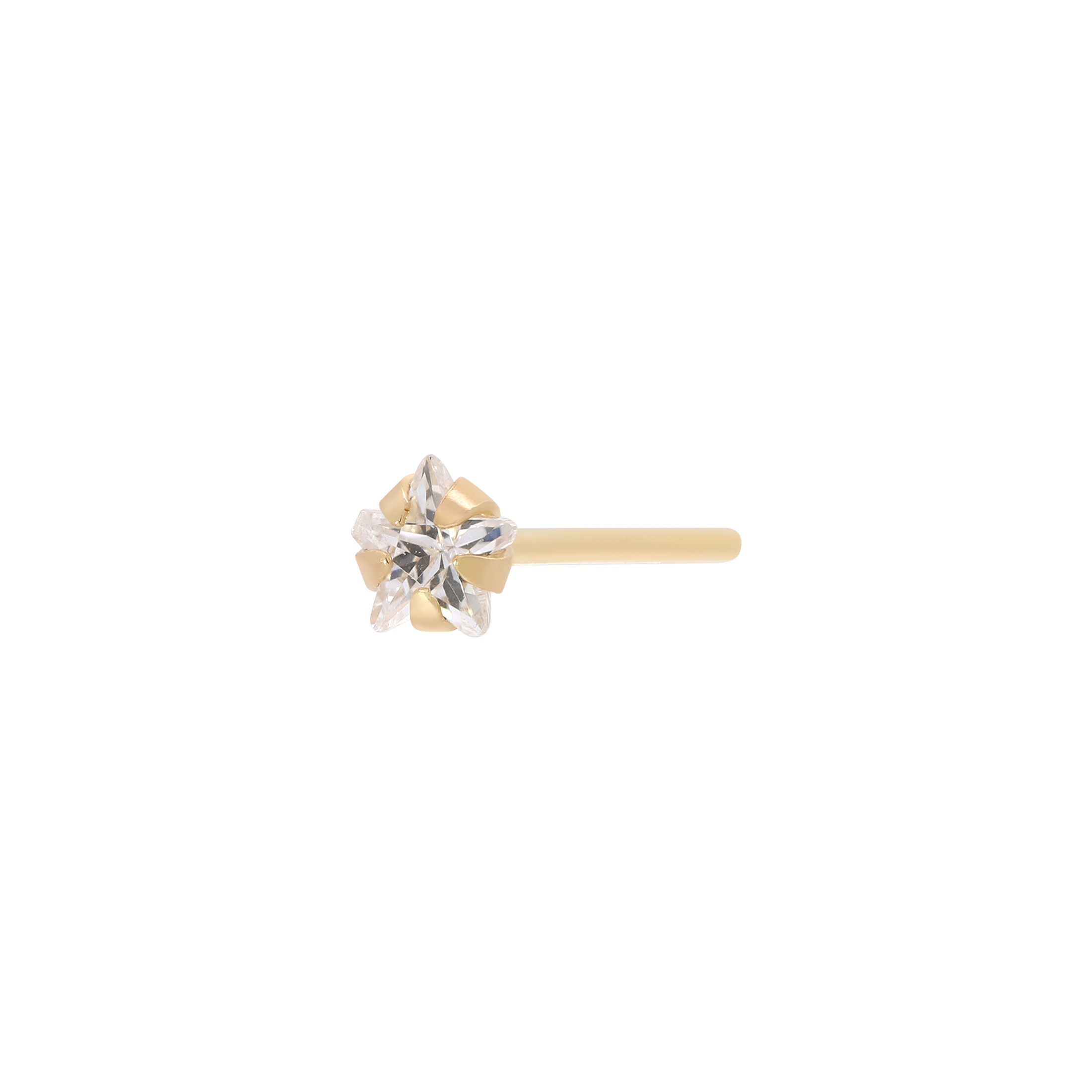 Stardrop Gemstone Nose Stud Piercing - 14K Solid Gold