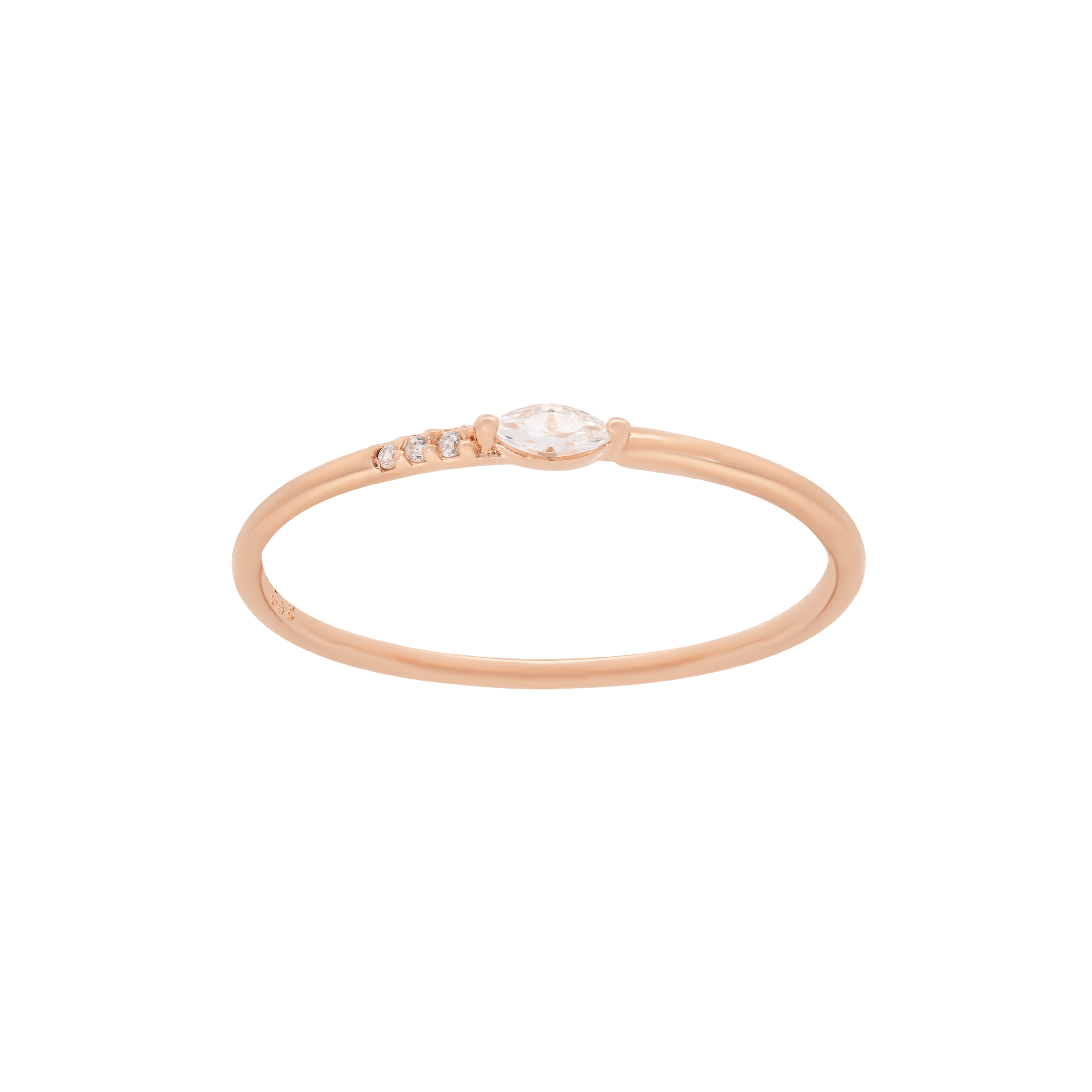 Abigail Olive & Round Gemstones Fine Band Ring - Rose Gold