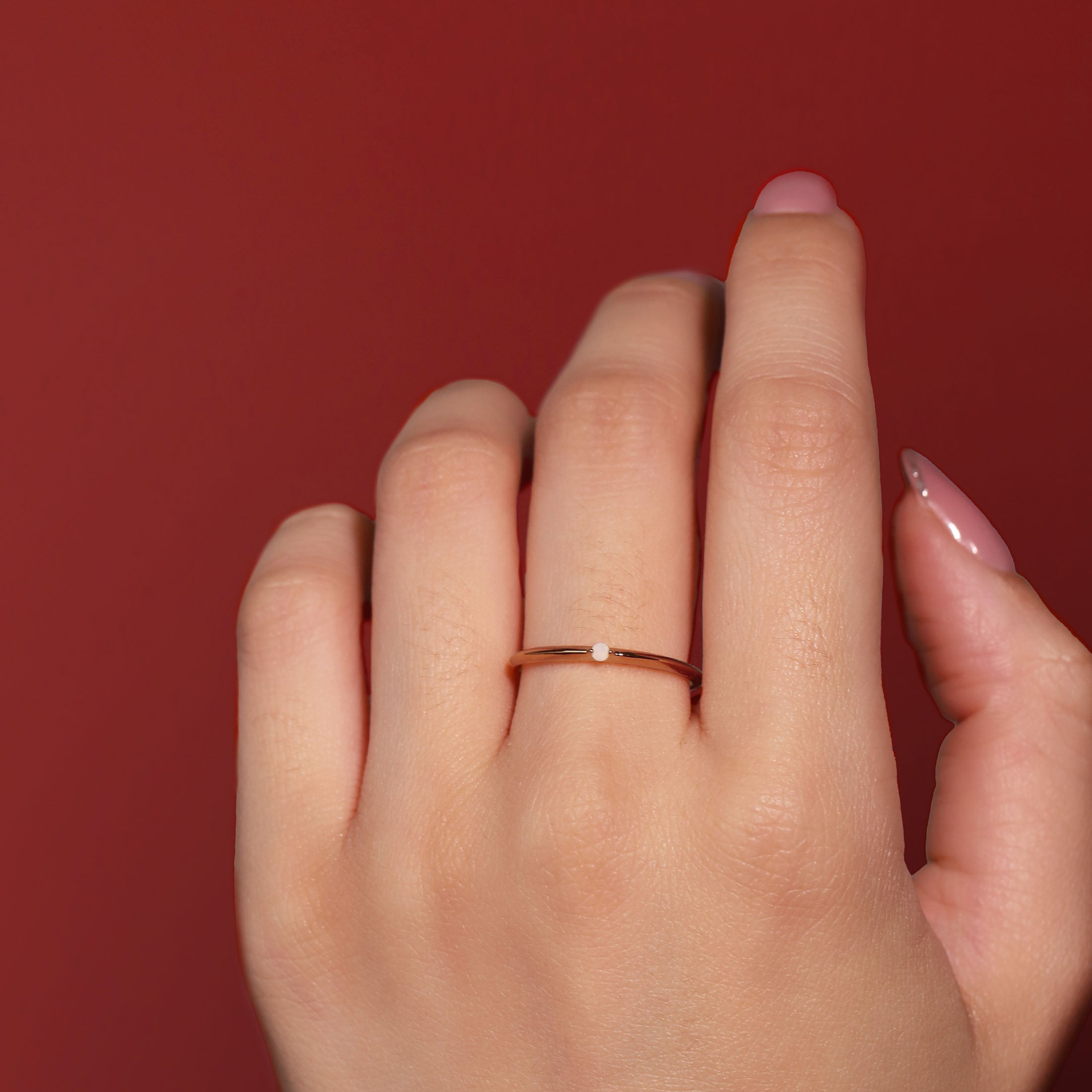 Orion Opal Ring On Model - Rose Gold