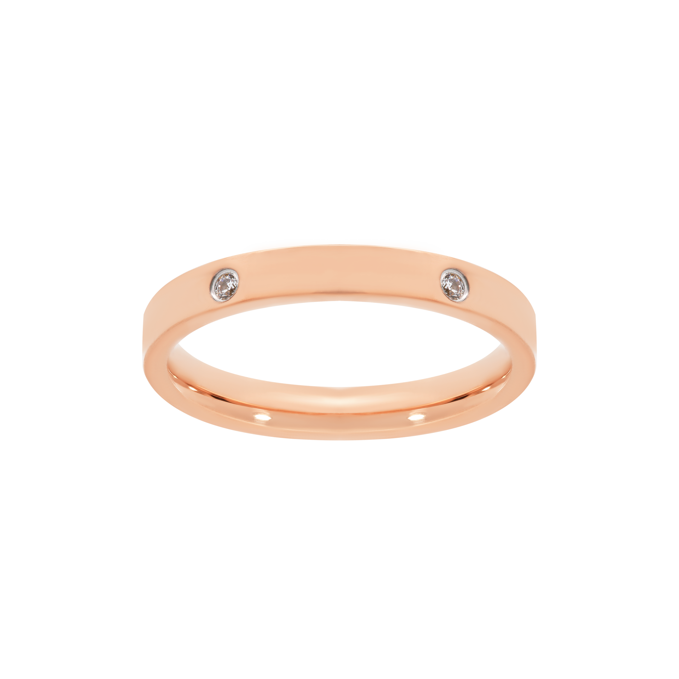 Ravena Thick Band Gemstone Inset Ring - Rose Gold