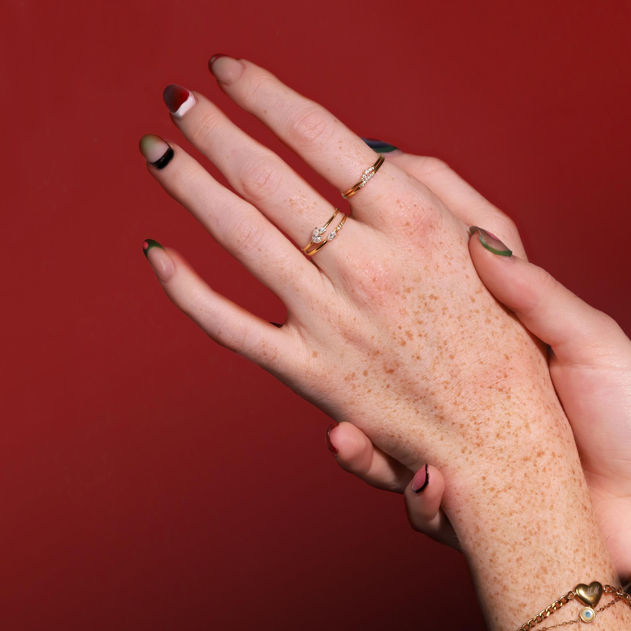Kindred Teardrop Gemstone Ring On Model 2 - Gold