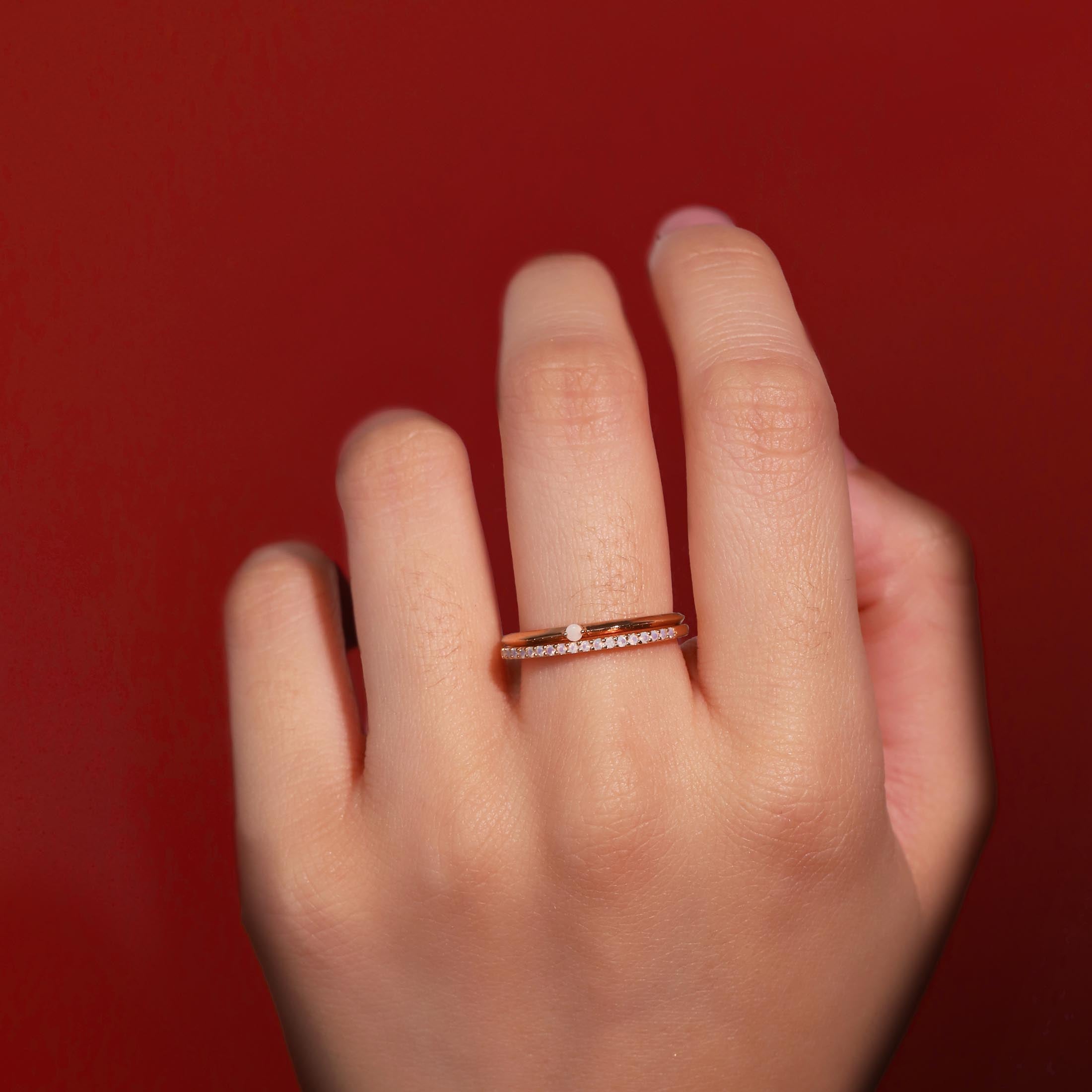 Orion Opal Ring On Model 2 - Rose Gold