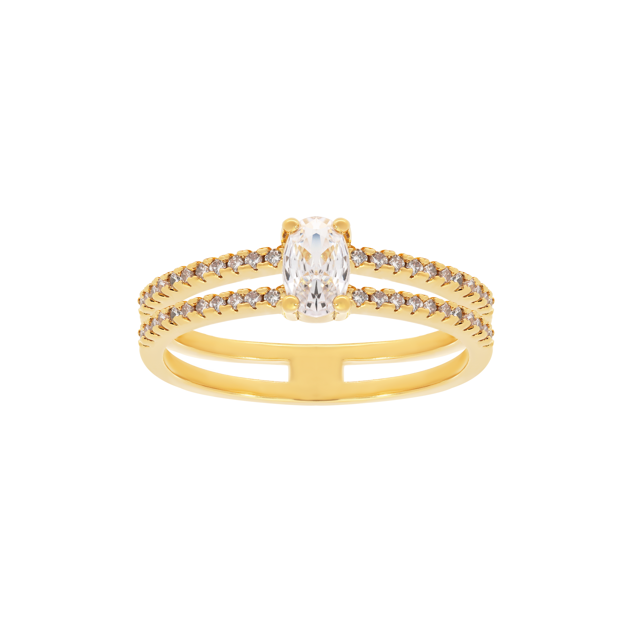 Vivienne Double Band Gemstone Ring - Gold