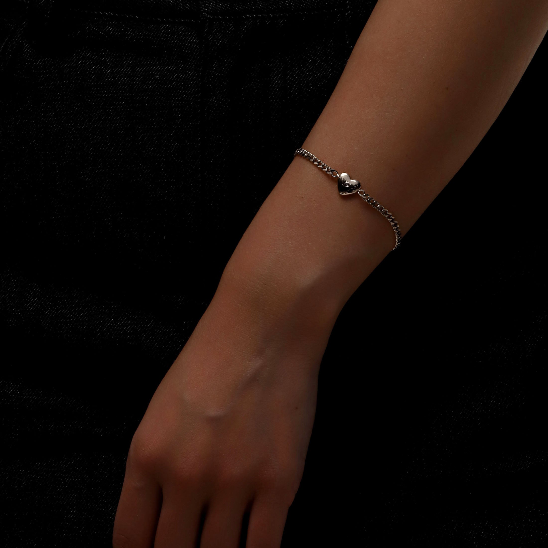 Affinity Heart Pendant Bracelet On Model - Silver