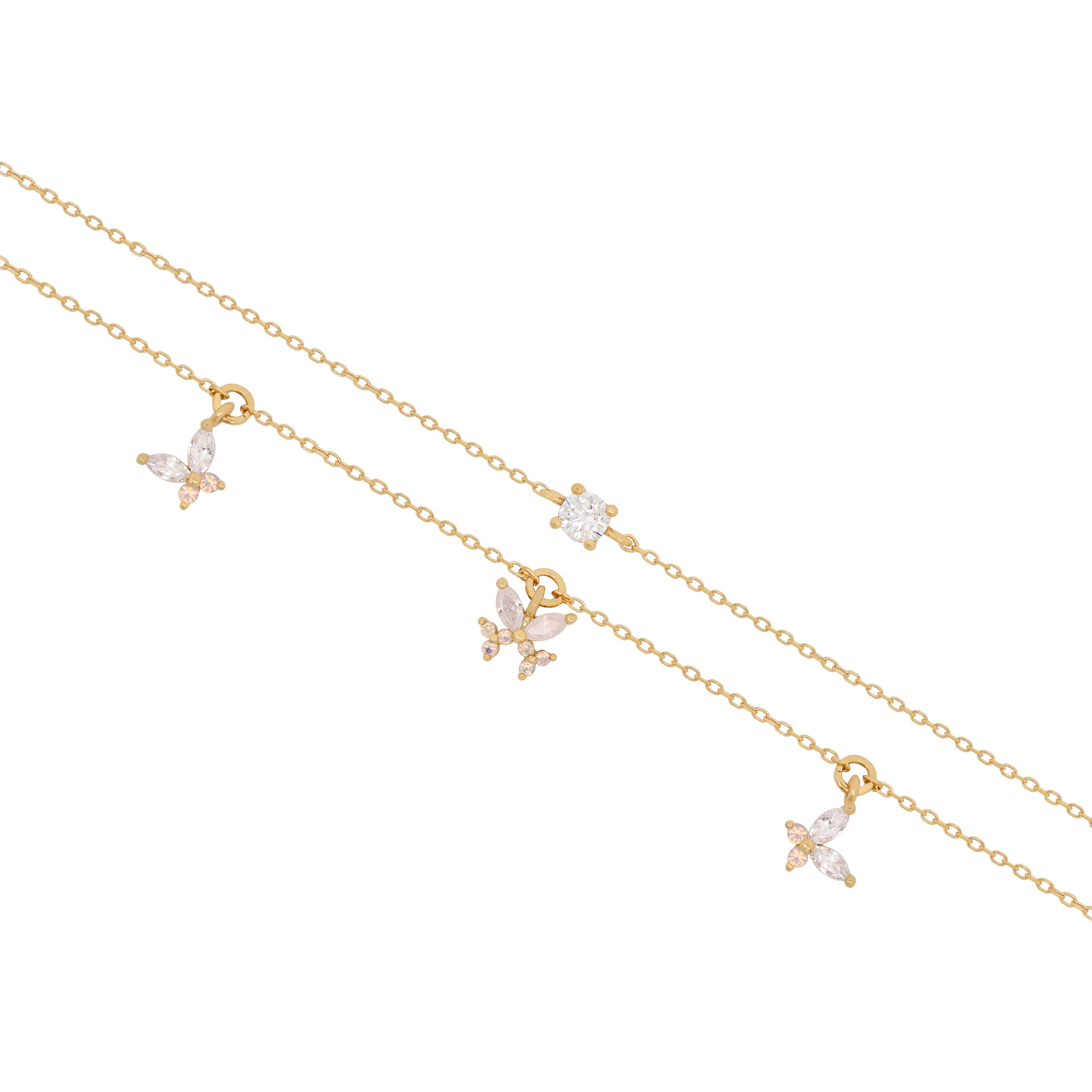 Bella Double Chain Butterfly Moonstone Bracelet - Gold