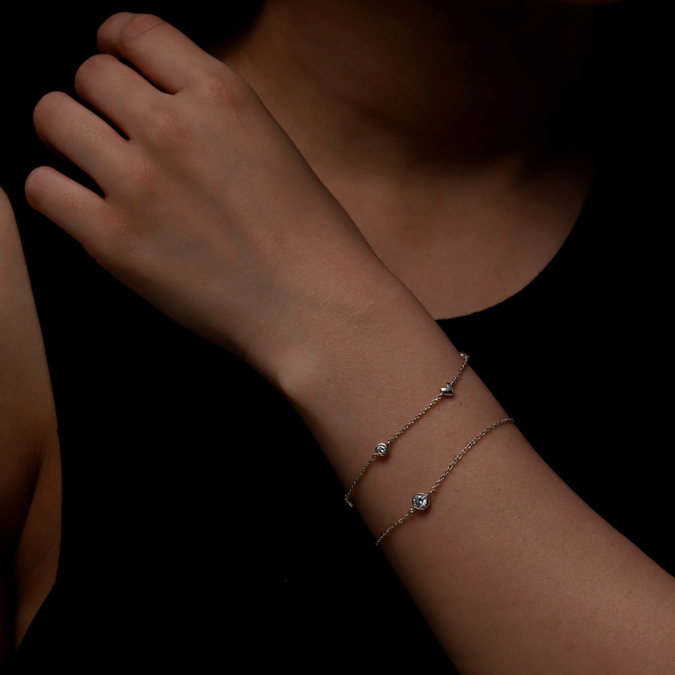 Devotion Heart & Gemstone Bracelet On Model - Silver
