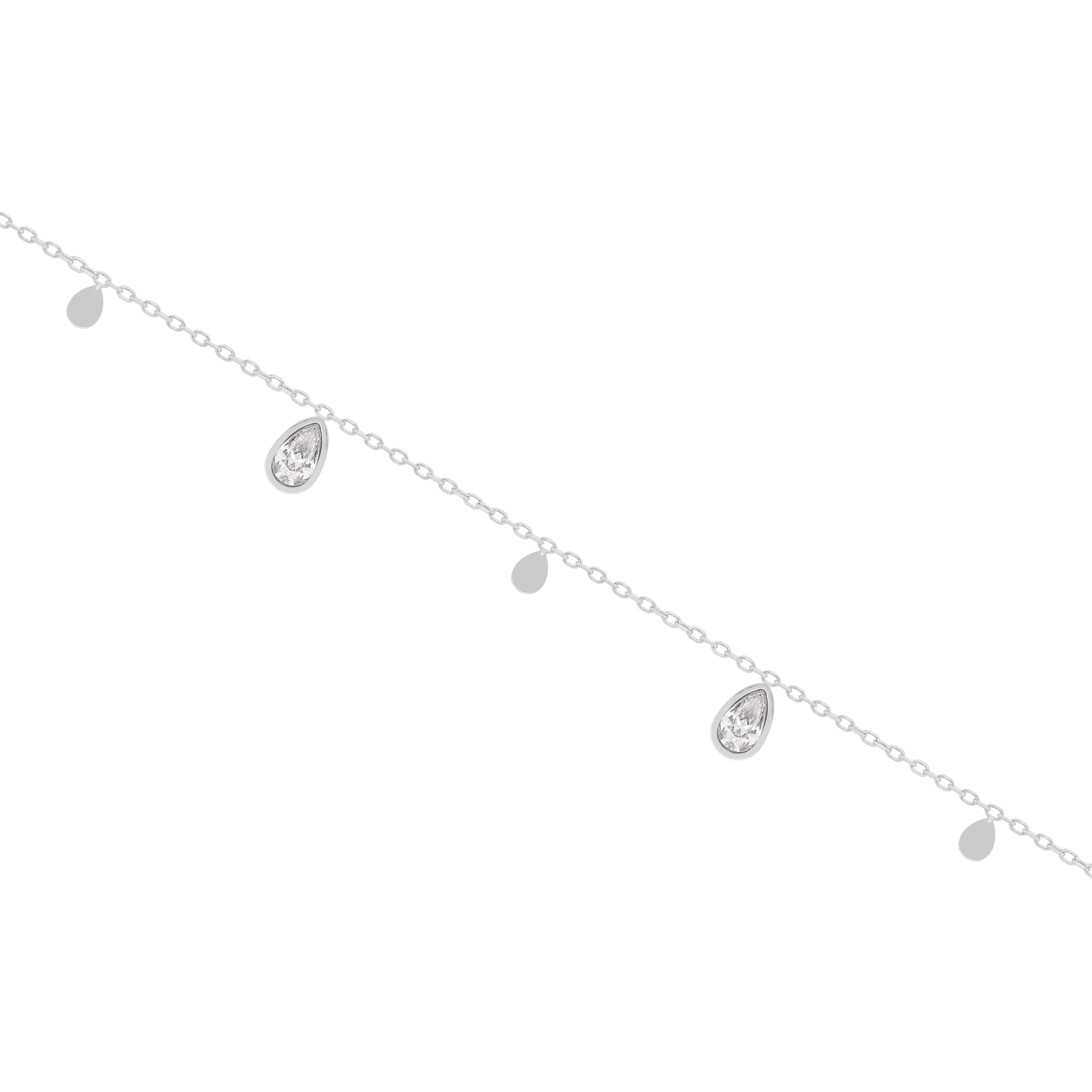 Elle Teardrop Gemstone & Charm Bracelet - Silver
