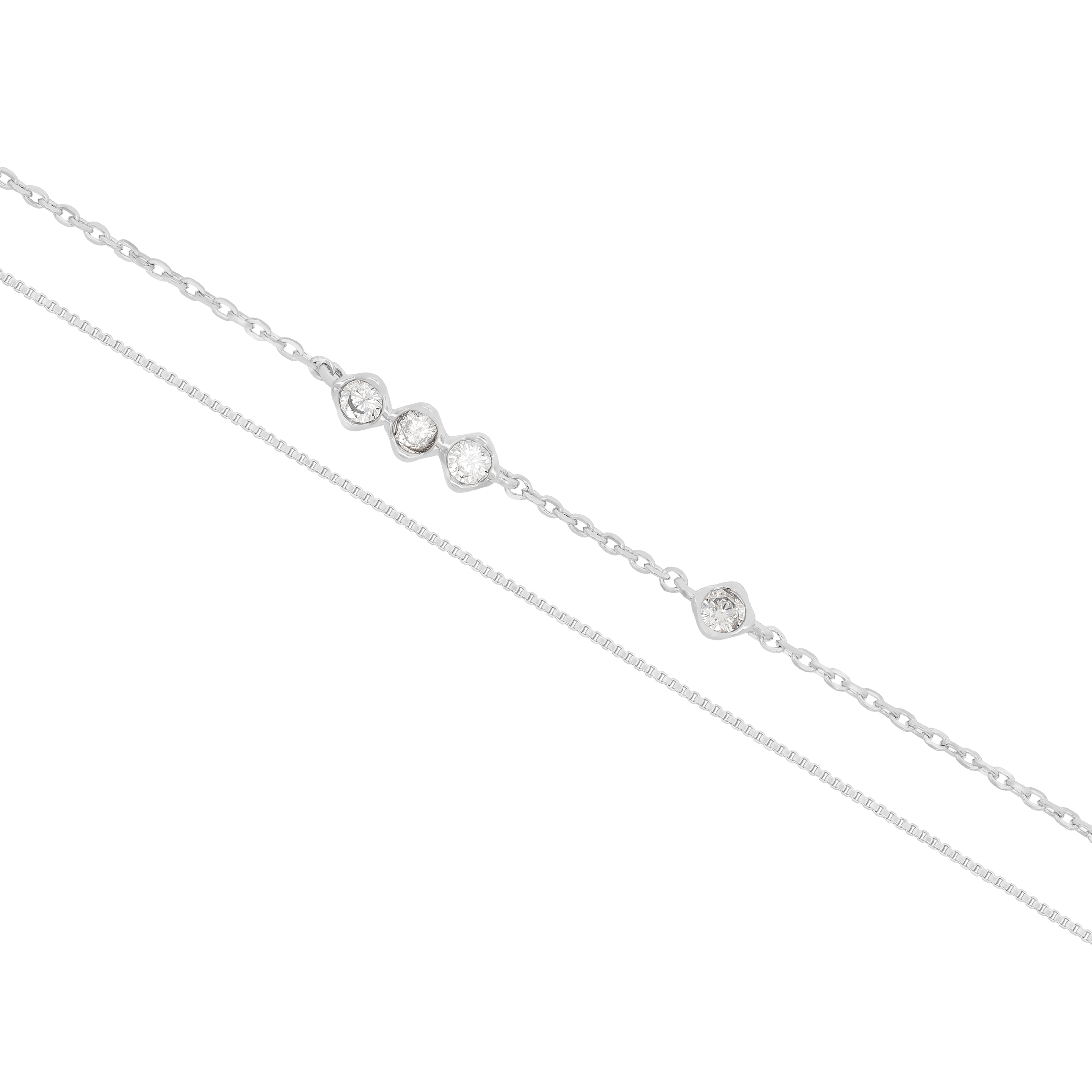Mabel Double Chain Gemstone Bracelet - Silver